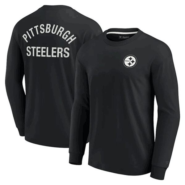 Men's Pittsburgh Steelers Black Signature Unisex Super Soft Long Sleeve T-Shirt